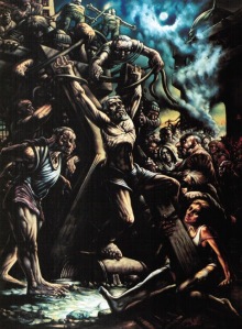 [the Crucifixion of St. Andrew by Peter Howson]